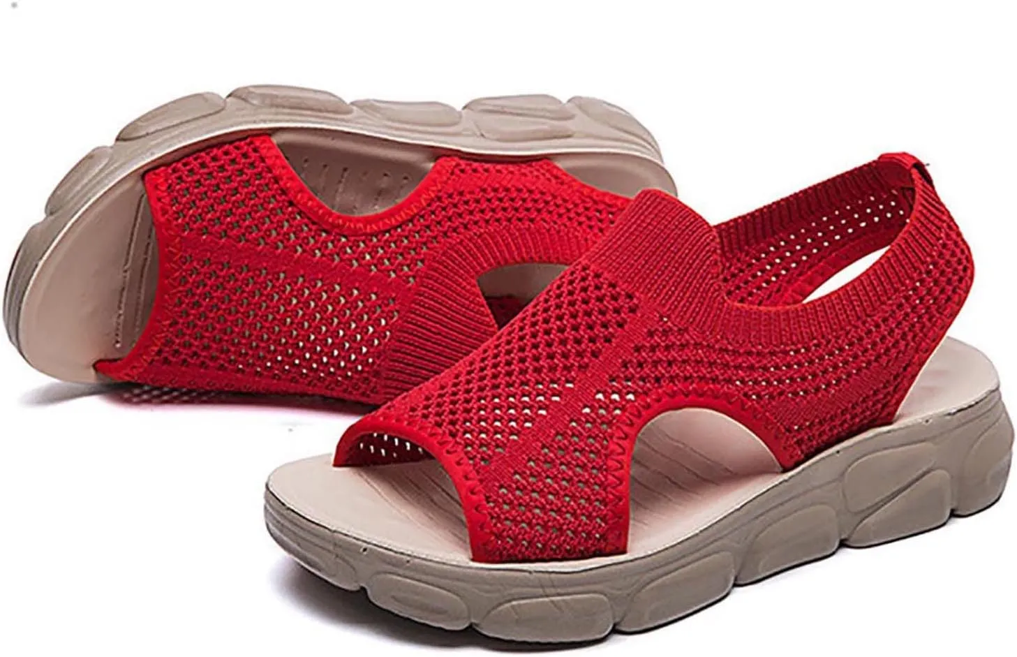 Mesh Breathable Sandals for Women Summer Casual Fish Mouth Open Toe Slip on Wedge Platform Sandals Comfortable Ladies Outdoor Beach Shoes Sandalias