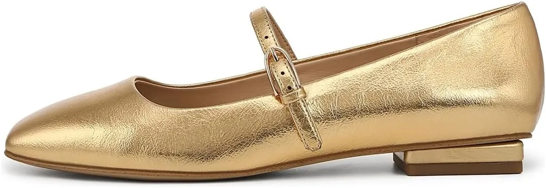 Milooey shoes Women's Closed Square Toe Mary Jane Flats Chunky Low Heels Adjustable Buckled Elegant Prom Party Formal Business Shoe Size 4-16 US