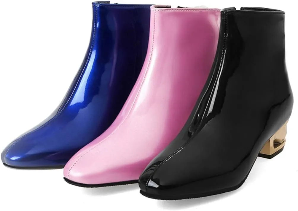 MIOKE Women's Fashion Waterproof Rain Ankle Boots Low Heel Zipper Chelsea Booties Dressy Dressy Short Boot