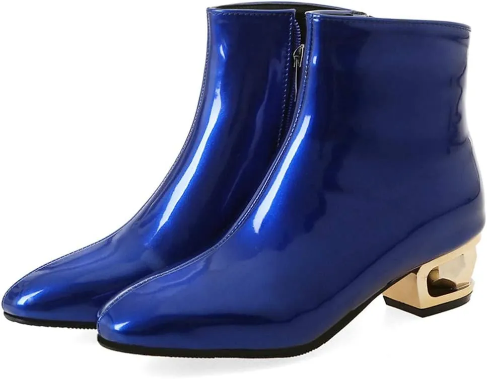 MIOKE Women's Fashion Waterproof Rain Ankle Boots Low Heel Zipper Chelsea Booties Dressy Dressy Short Boot