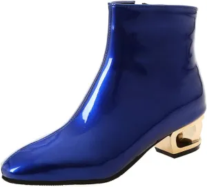 MIOKE Women's Fashion Waterproof Rain Ankle Boots Low Heel Zipper Chelsea Booties Dressy Dressy Short Boot