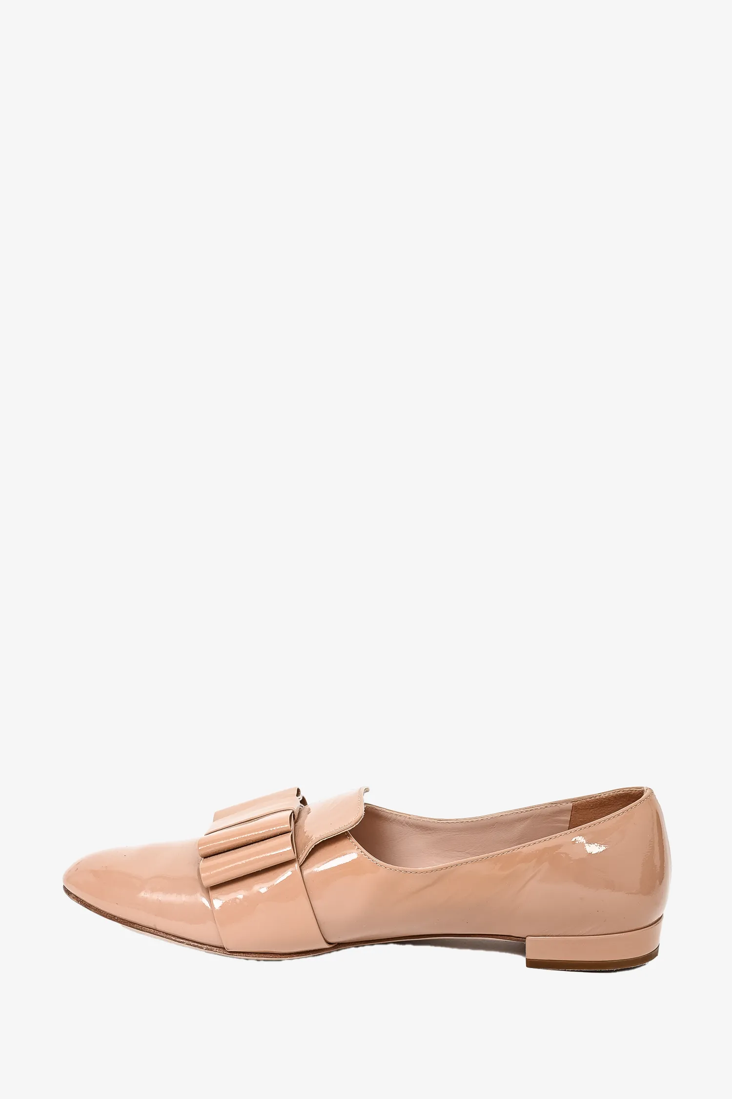 Miu Miu Beige Patent Bow Loafers Size 39