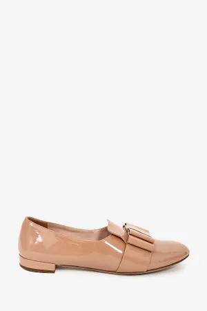 Miu Miu Beige Patent Bow Loafers Size 39