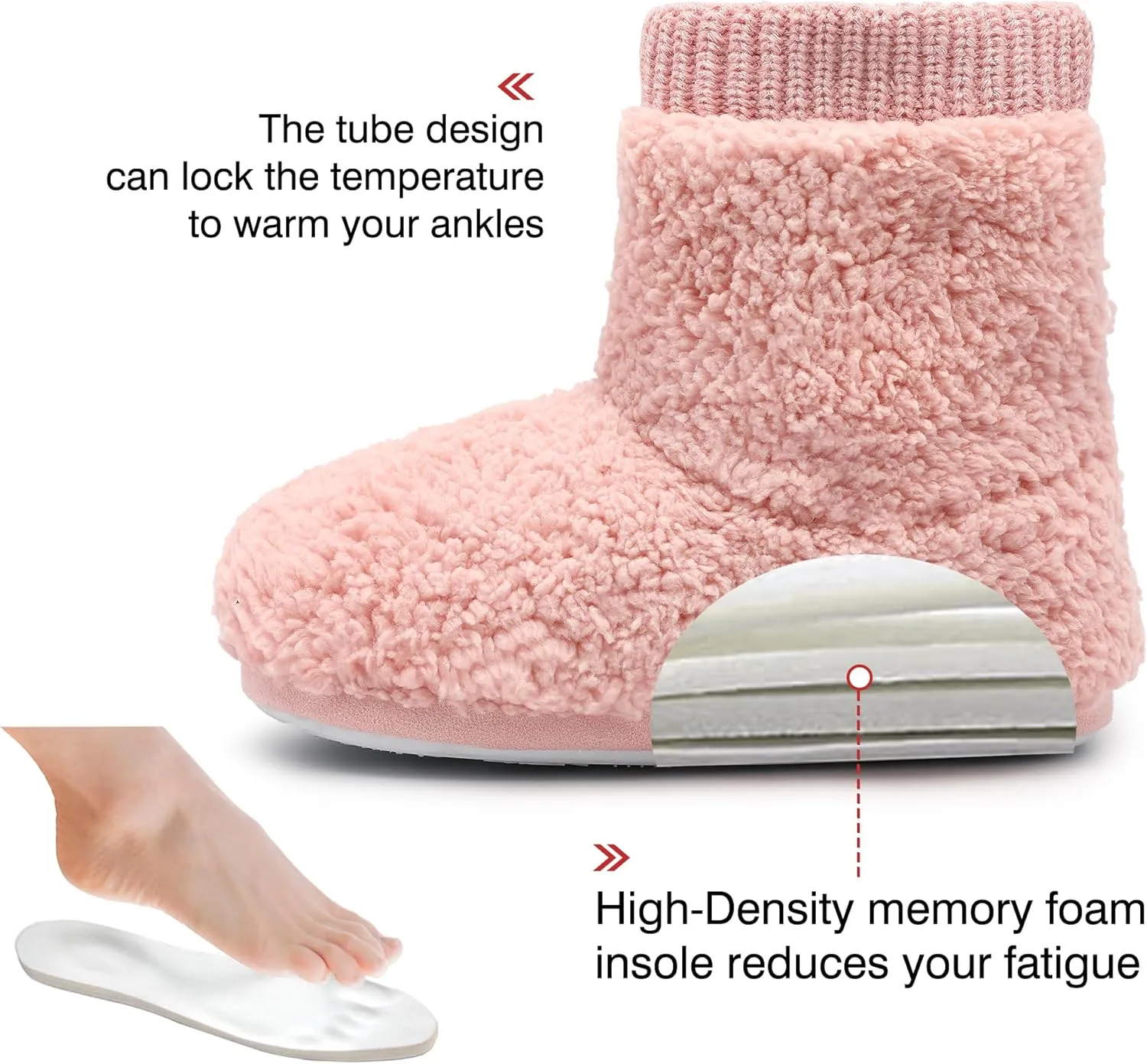 MIXIN Women's Comfort Warm Faux Fleece Fuzzy Ankle Bootie Slippers Plush Lining Slip-on House Shoes Anti-Slip Sole Indoor/Outdoor