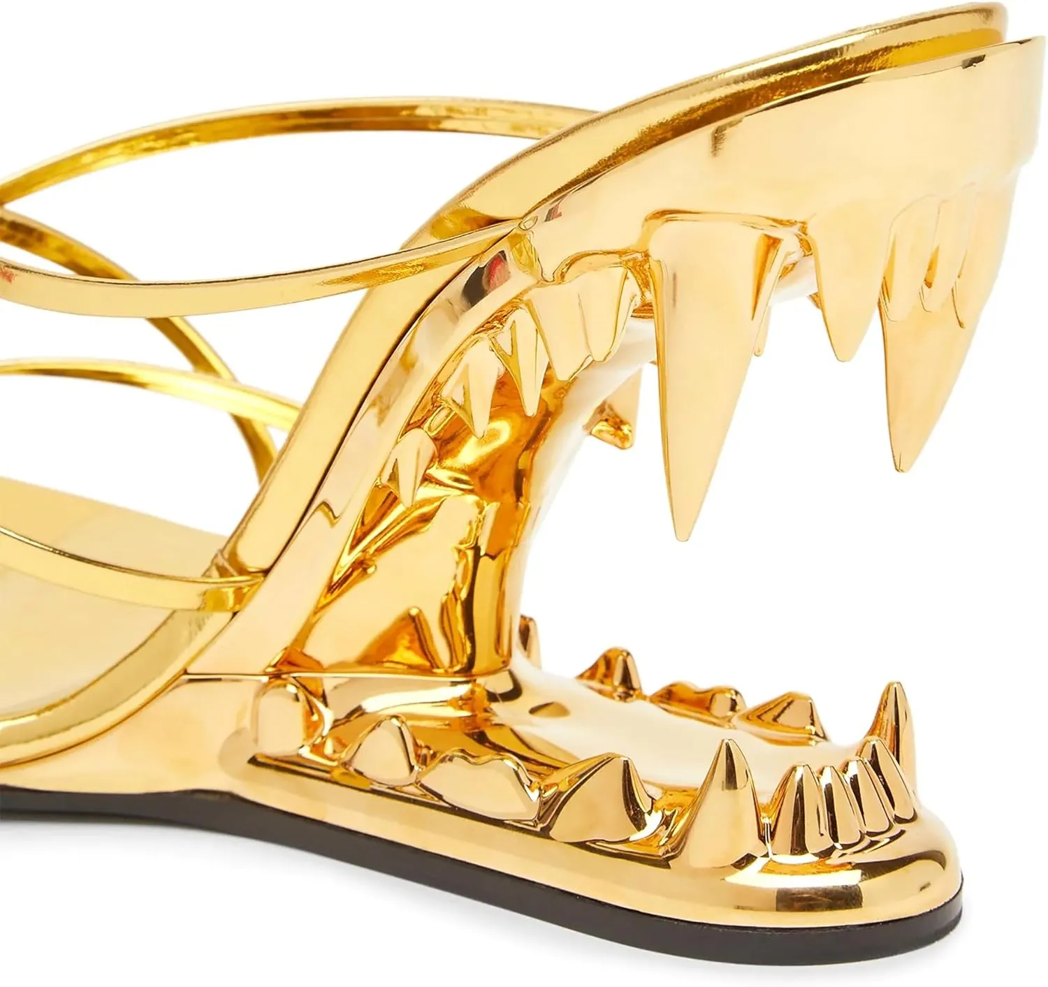Morso Sandals Metallic Tiger Teeth Heel Sandals Shark Teeth Backless Heels
