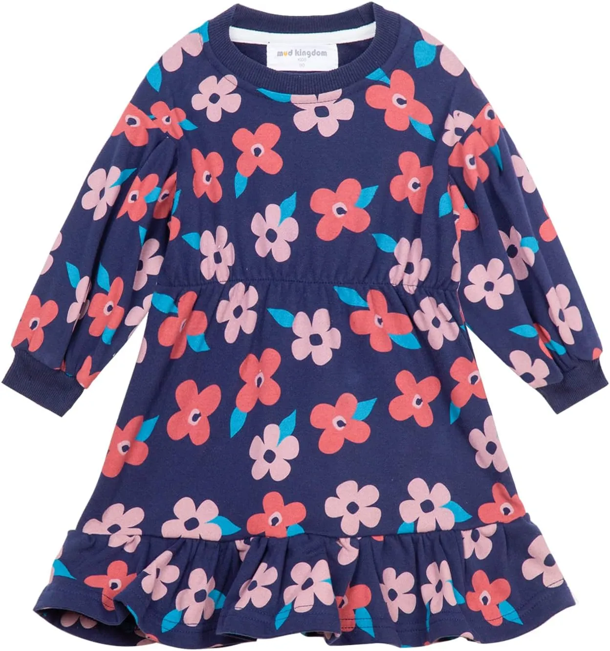 Mud Kingdom Little Girls Love Heart Smocked Sweatshirt Dress Long Sleeve Colorful