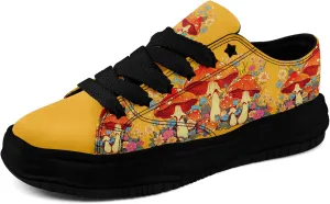 Mushroom Floral Canvas Sneakers for Women's Men's Low-Top Trendy Lace-Up Walking Casual Shoes Spring Summer Footwear
