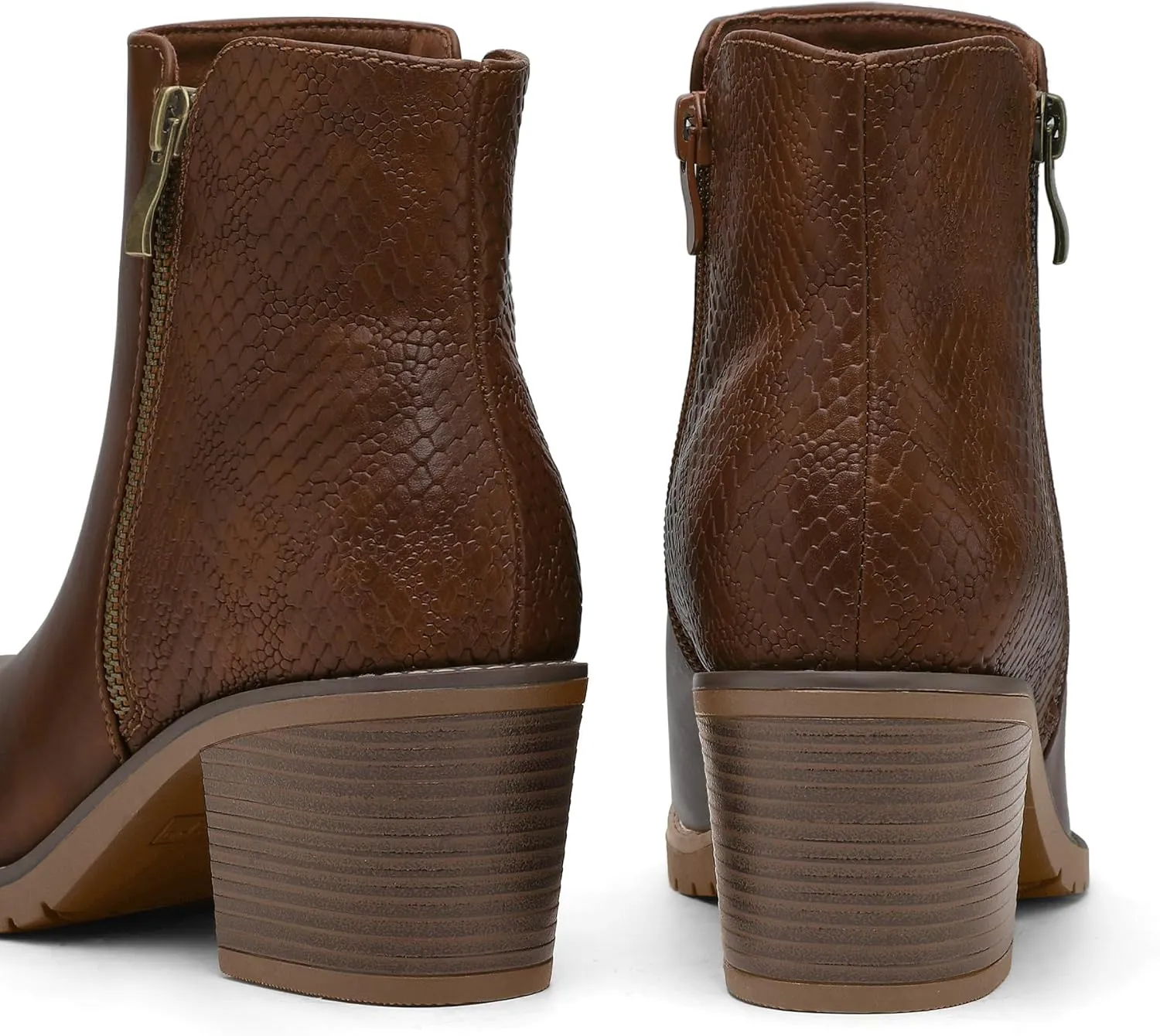 mysoft Women's Ankle Boots Low Chunky Stacked Heel Booties With Side Zipper