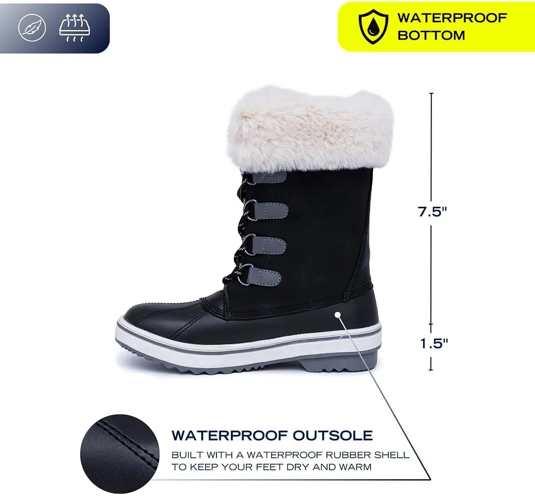 NAUTICA Women's Lace-Up Winter Snow & Rain Boots - Water-Resistant Insulated Boots with Cozy Faux Fur Lining for Warmth and Comfort - Glenoak