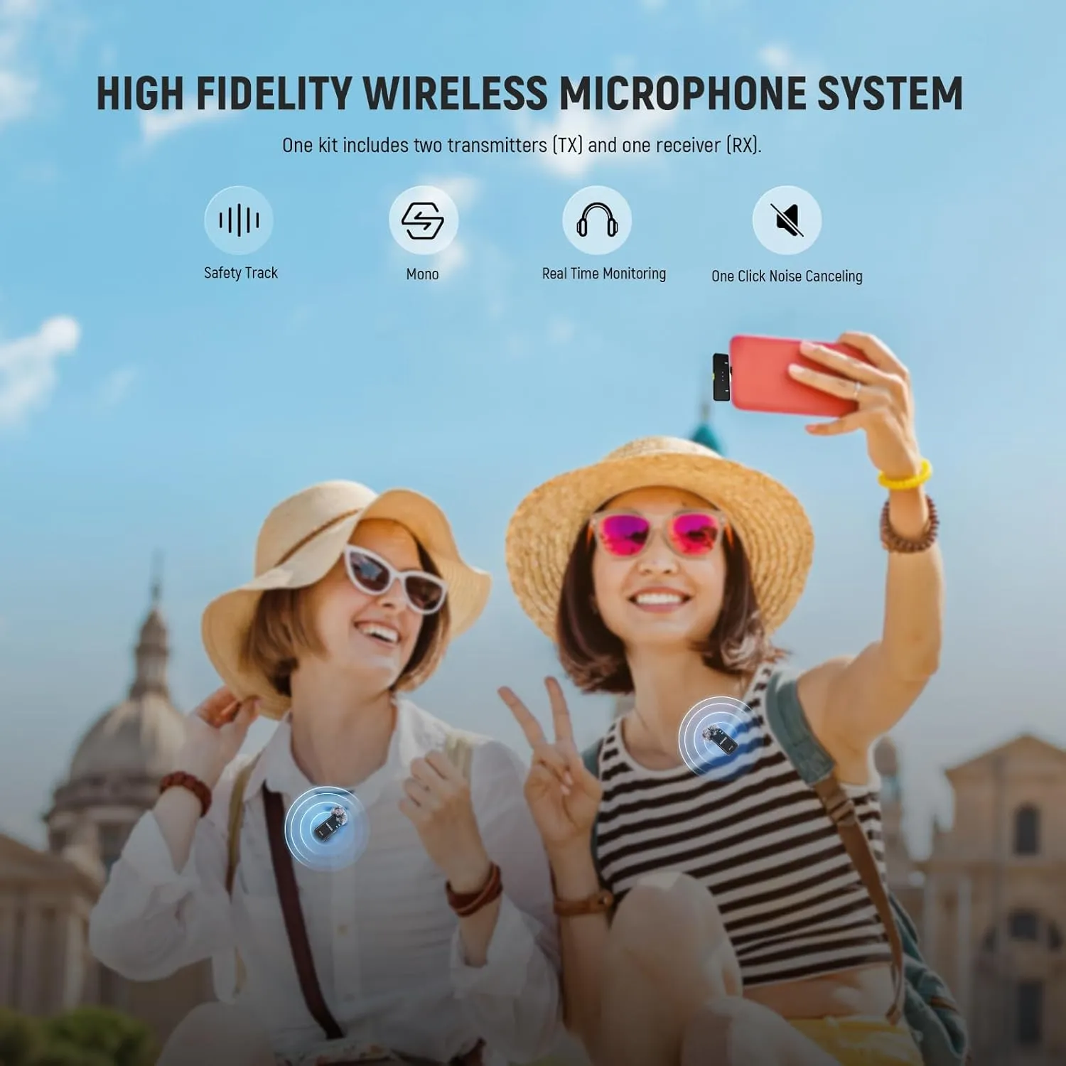 NEEWER Wireless Microphone Set, USB C Phone Lav Mic for iPhone 16 15 Pro Max iPad Android, Noise Cancelling Lapel Lavalier Microphone System, Video Recording Live Stream Podcast, KM15