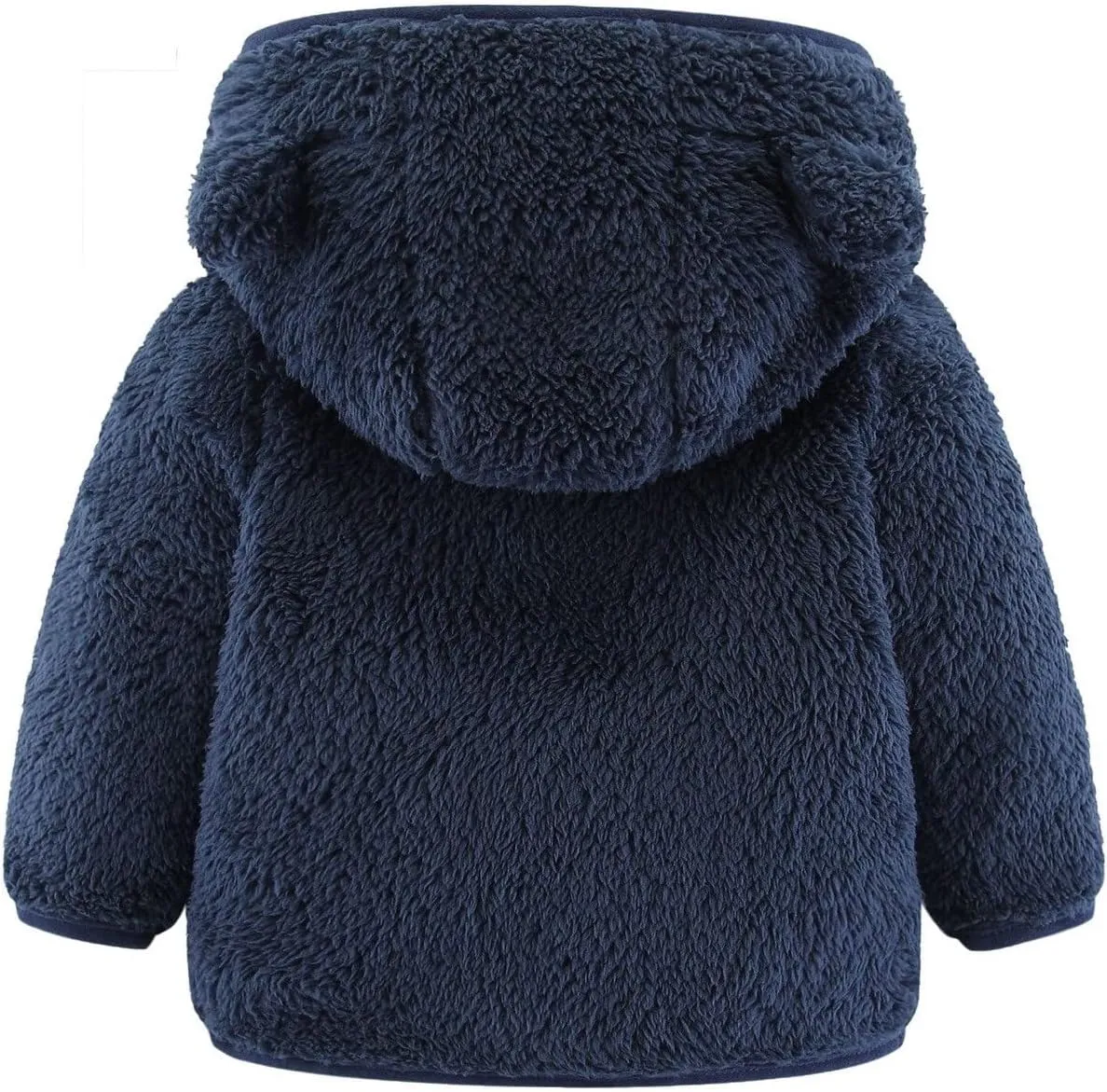 Newborn Girls Boys Fleece Jacket Bear Ears Style Solid Hooded Outerwear Zipper Warm Long Sleeve Winter Coat