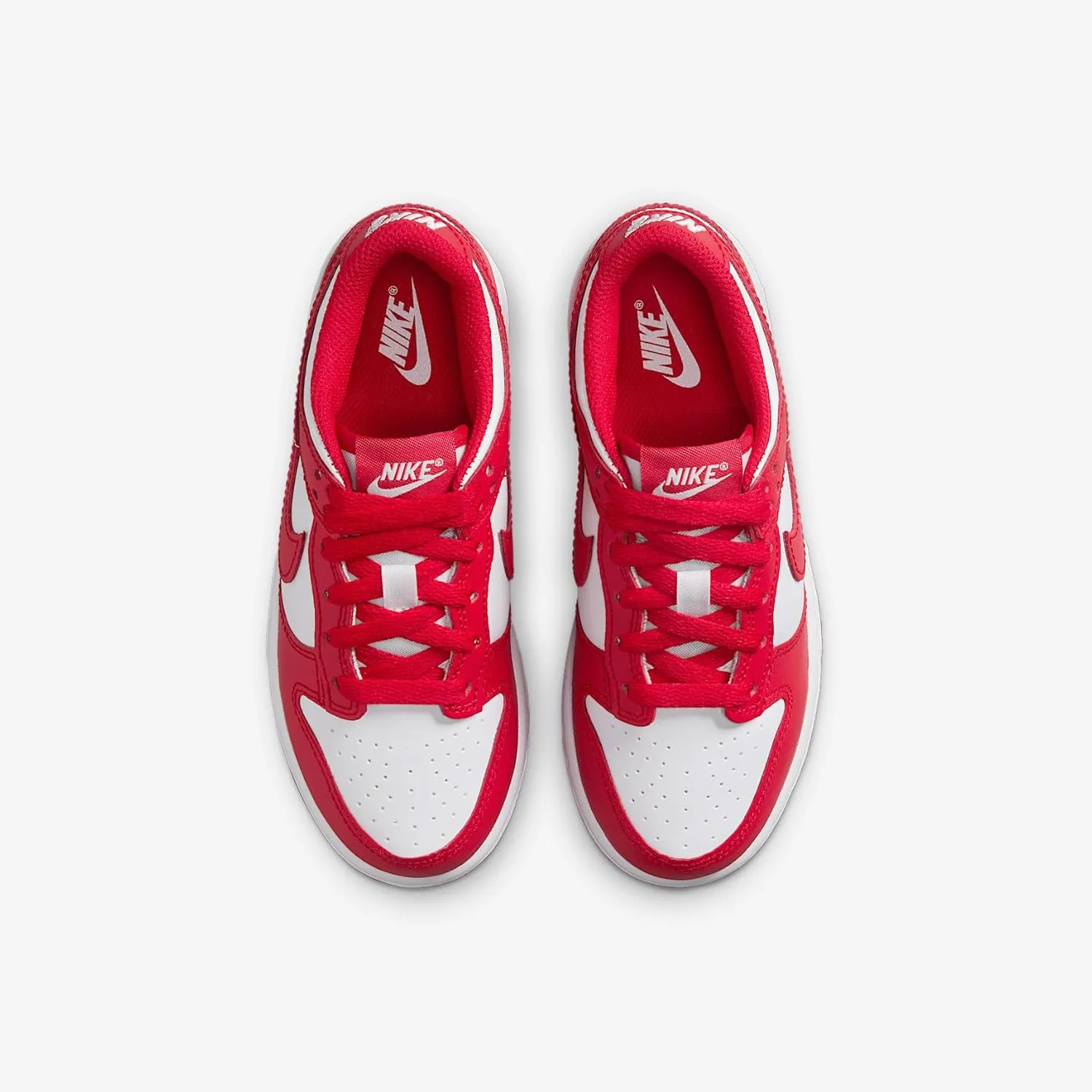 Nike Dunk Low Little Kids' Shoes (FB9108-119, White/University Red)