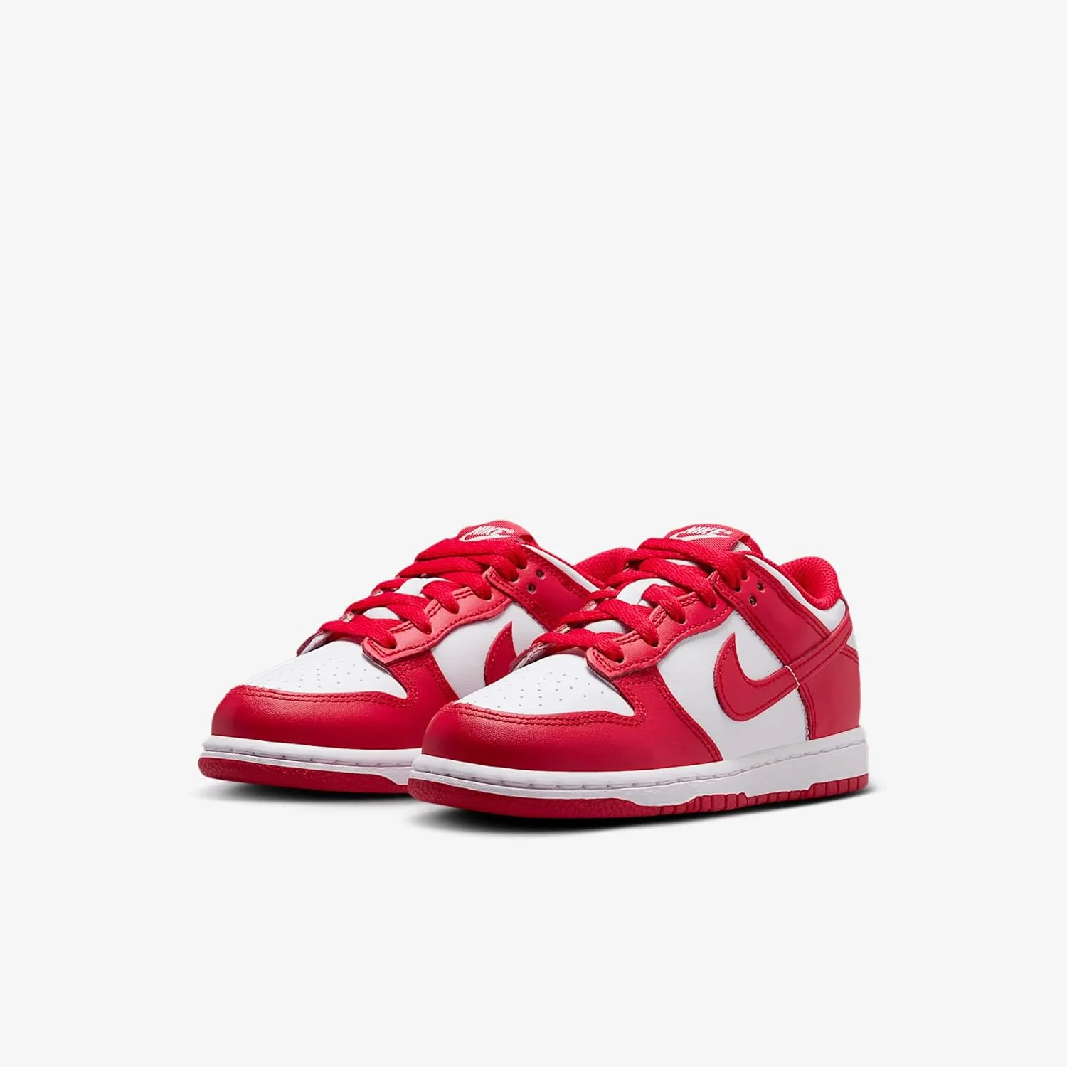 Nike Dunk Low Little Kids' Shoes (FB9108-119, White/University Red)