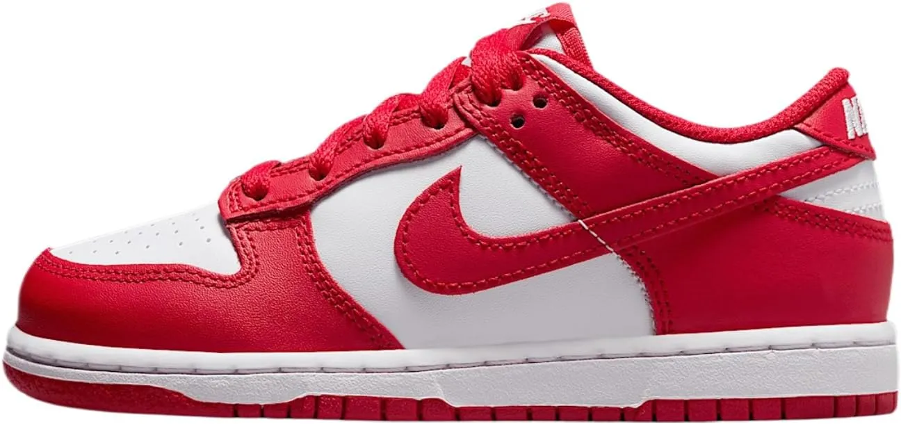 Nike Dunk Low Little Kids' Shoes (FB9108-119, White/University Red)