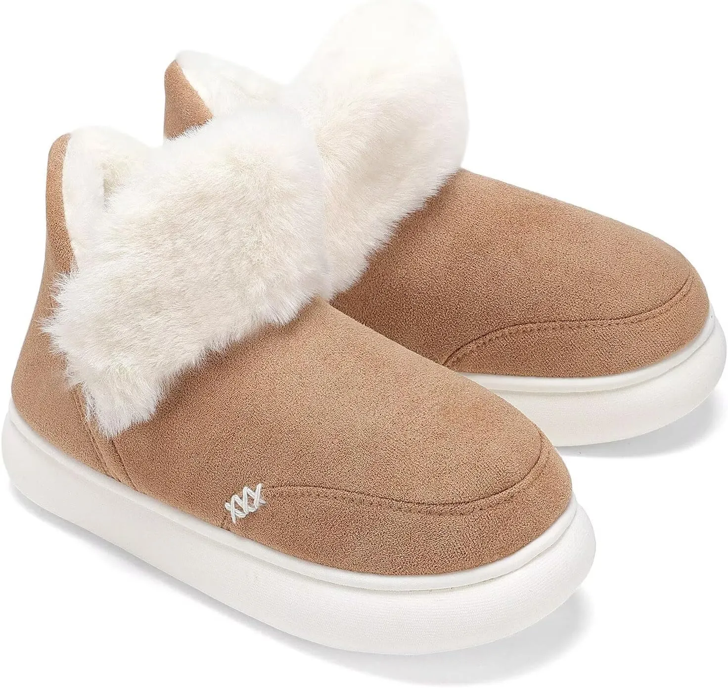 NineCiFun Women's Suede Bootie Slippers Warm Fuzzy Slippers with Faux Fur Lining Cozy Memory Foam Indoor House Shoes