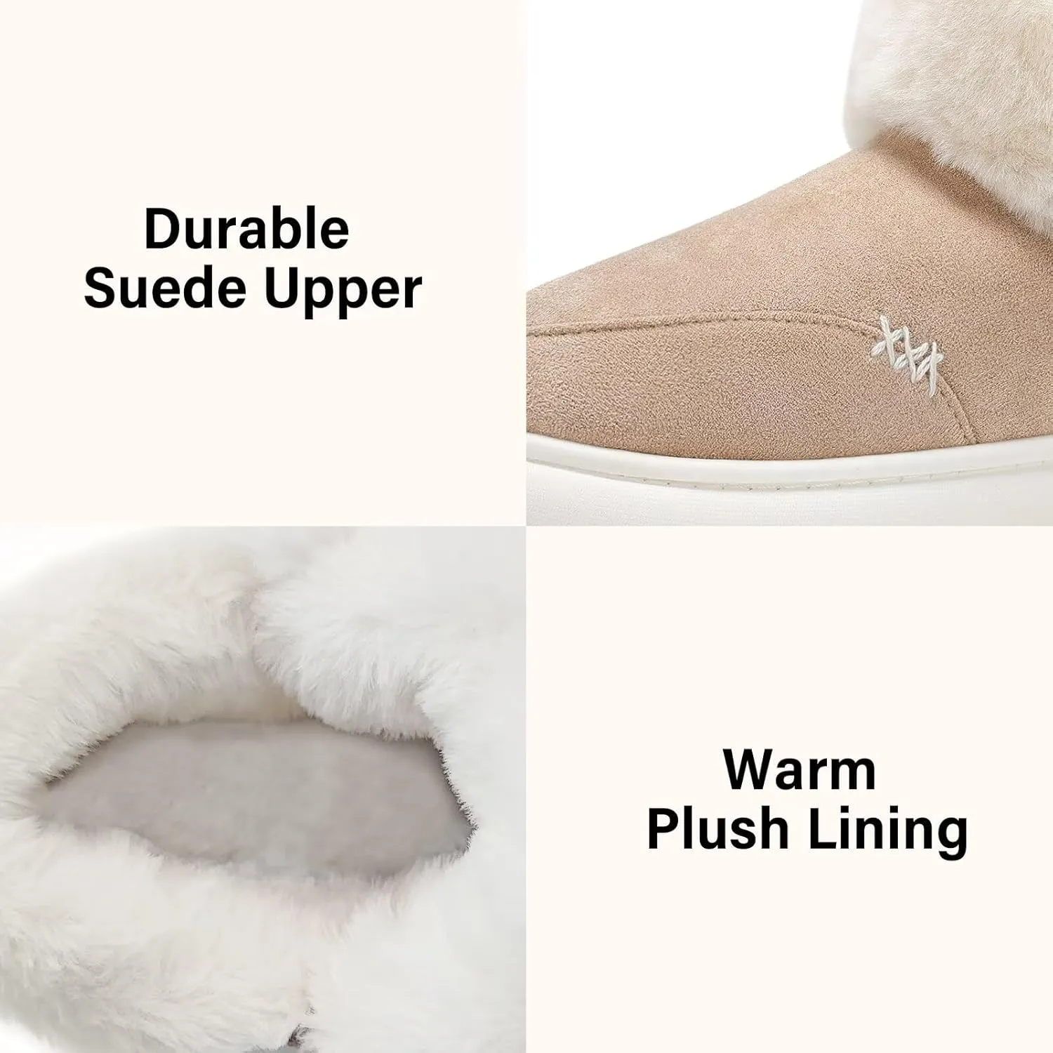 NineCiFun Women's Suede Bootie Slippers Warm Fuzzy Slippers with Faux Fur Lining Cozy Memory Foam Indoor House Shoes