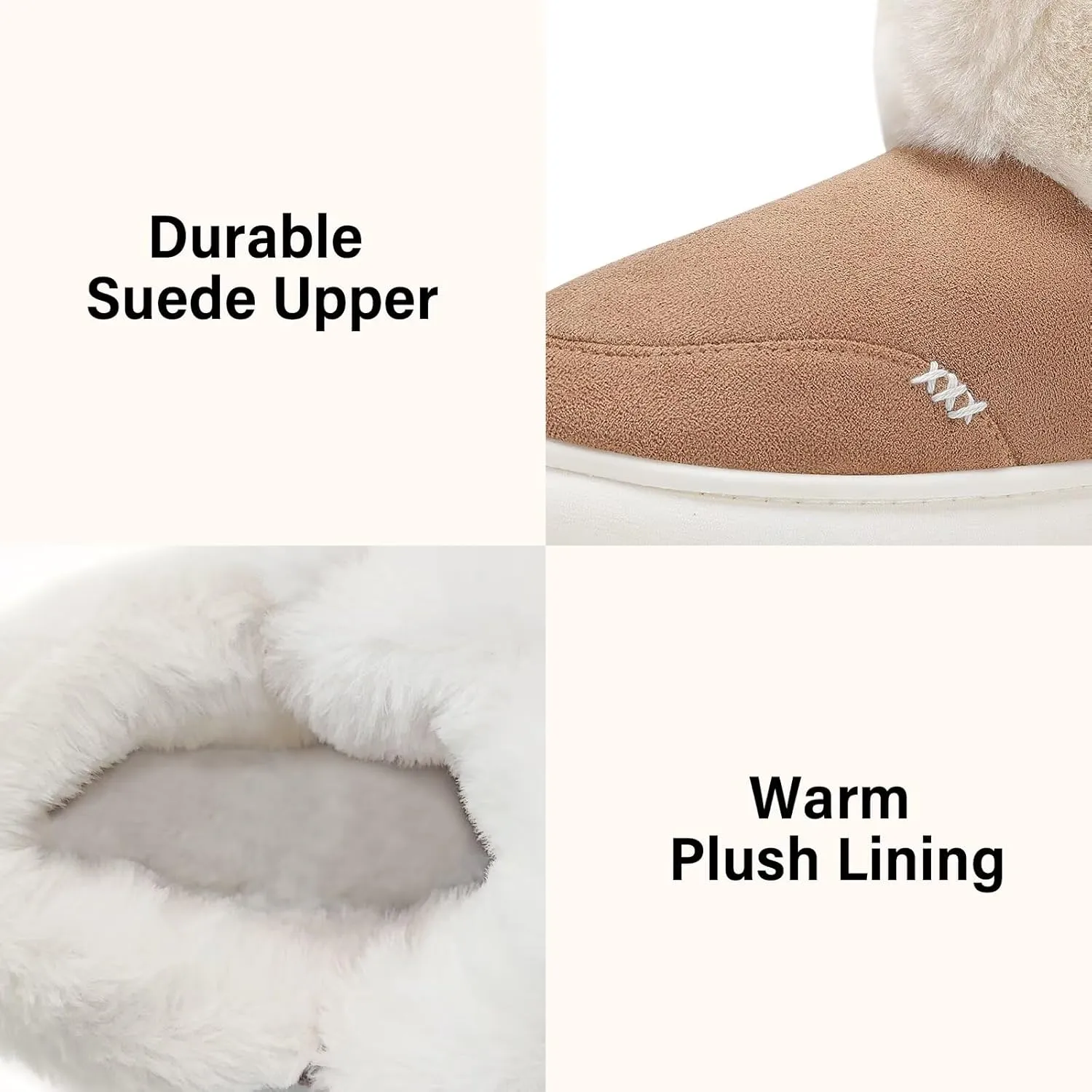 NineCiFun Women's Suede Bootie Slippers Warm Fuzzy Slippers with Faux Fur Lining Cozy Memory Foam Indoor House Shoes
