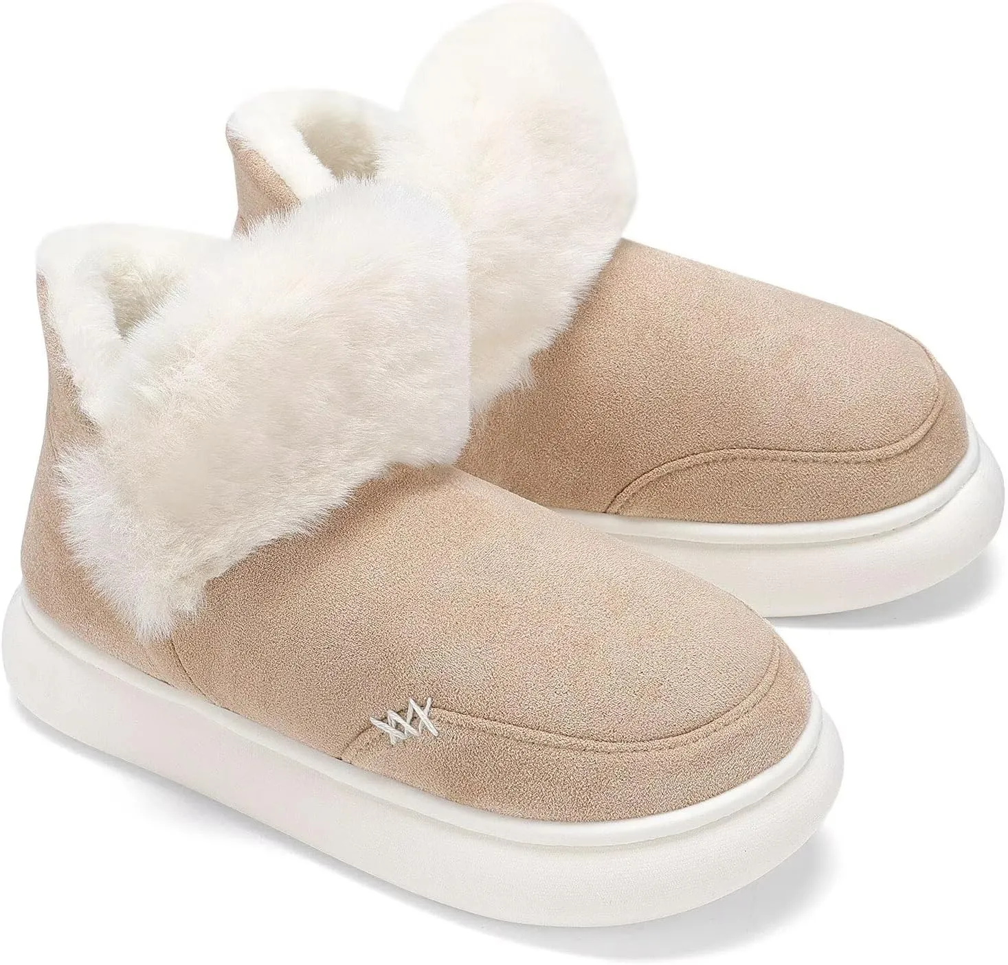 NineCiFun Women's Suede Bootie Slippers Warm Fuzzy Slippers with Faux Fur Lining Cozy Memory Foam Indoor House Shoes