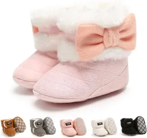 Ohwawadi Infant Baby Boots Boys Girls Cozy Fleece Slippers Snow Boots Winter Baby Girl Shoes Warm Baby Crib Footwear for Newborn Toddlers