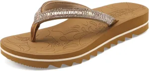 ONCAI Flip Flops for Women, Beach Thong Sandals Womens with Arch Support, Dressy Rhinestone Comfortable Yoga Mat and Non Slip Rubber Soles for Summer US Size 5-11
