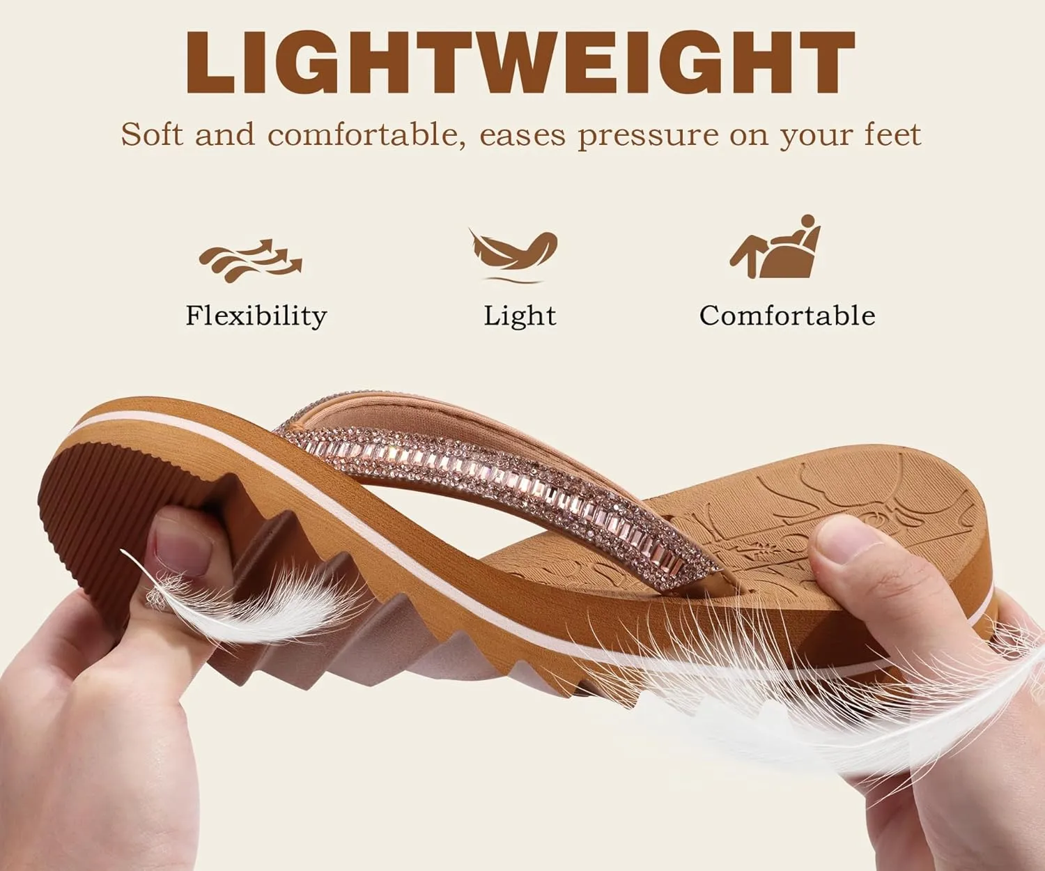 ONCAI Flip Flops for Women, Beach Thong Sandals Womens with Arch Support, Dressy Rhinestone Comfortable Yoga Mat and Non Slip Rubber Soles for Summer US Size 5-11