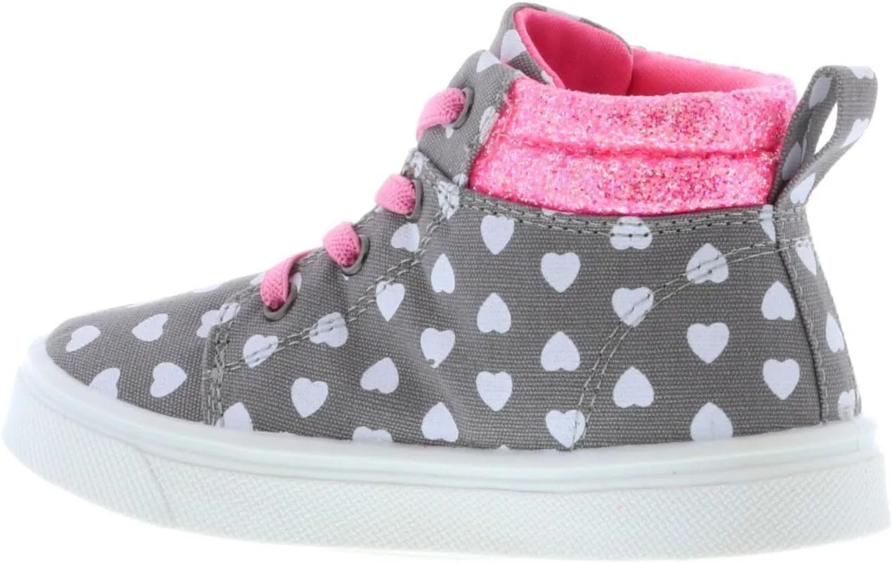 Oomphies Sam Girls Hi-Top Pull-On Sneakers – Canvas Upper, Elastic Laces, Cushioned Insole & Durable Rubber Sole
