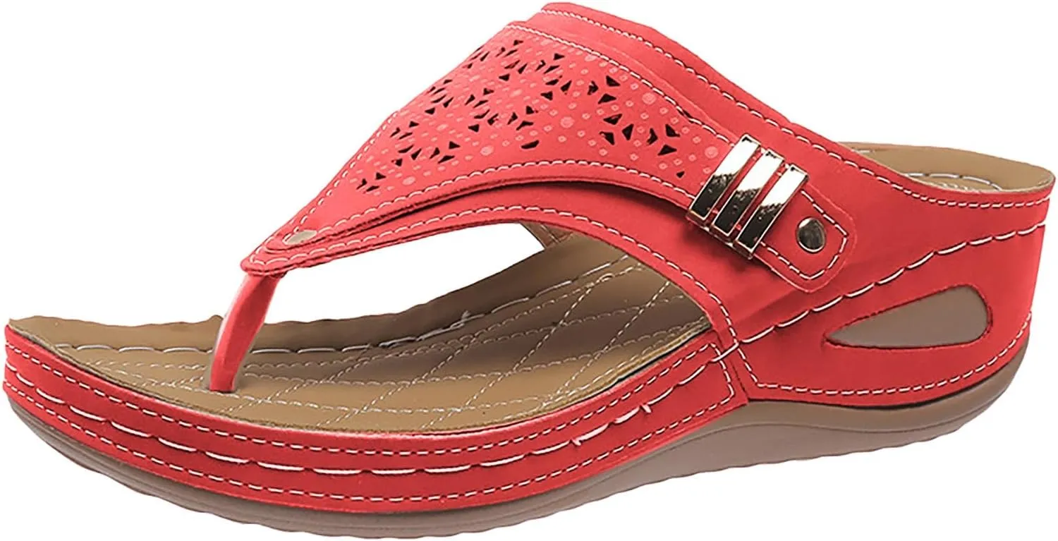 Orthopedic Sandals for Women, Summer Arch Support Wedge Sandals, Casual Platform Slip On Open Toe Sandal, Unisex-Adults