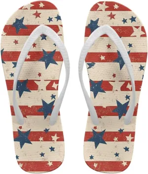 Patriot Flip Flops Women'S Indoor and Outdoor Slip-On Sandals Non-Slip Bathroom Shower Slippers American Flag Pattern White Size 5-9