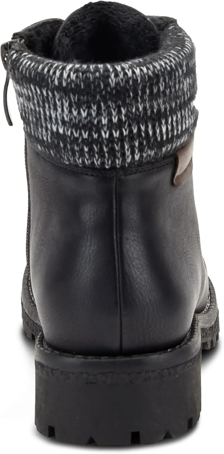 PATRIZIA Spring Step Clarris Lace-Up Booties for Women - Ladies Boots with Cozy Faux Fur Lining - Tonal Stitching Ankle Boots for Womens