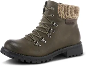 PATRIZIA Spring Step Clarris Lace-Up Booties for Women - Ladies Boots with Cozy Faux Fur Lining - Tonal Stitching Ankle Boots for Womens