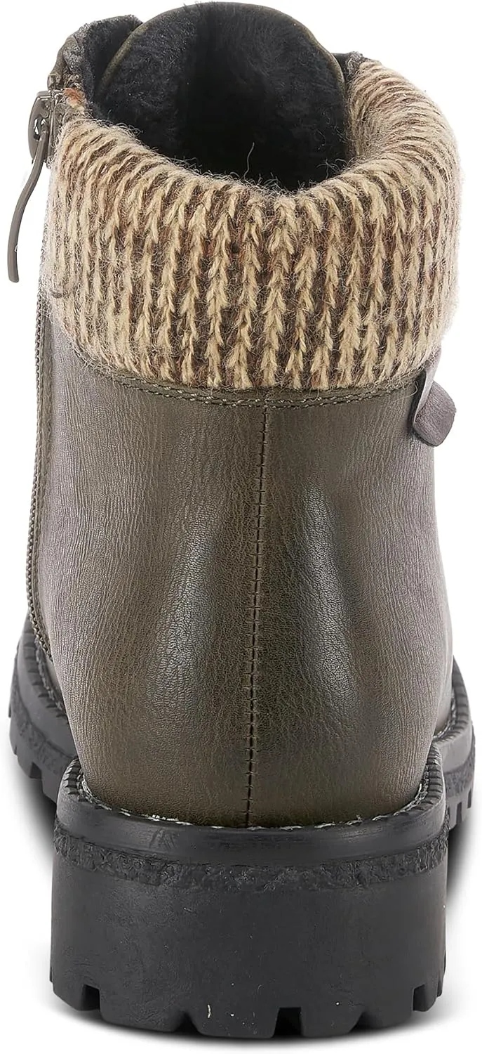 PATRIZIA Spring Step Clarris Lace-Up Booties for Women - Ladies Boots with Cozy Faux Fur Lining - Tonal Stitching Ankle Boots for Womens