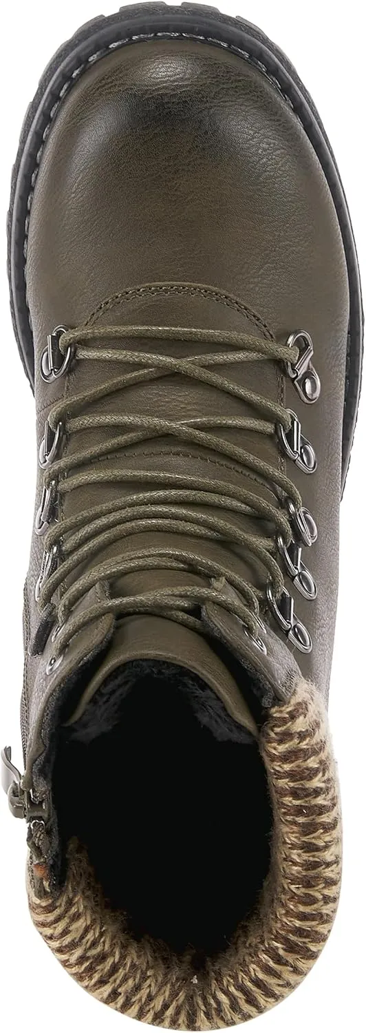 PATRIZIA Spring Step Clarris Lace-Up Booties for Women - Ladies Boots with Cozy Faux Fur Lining - Tonal Stitching Ankle Boots for Womens