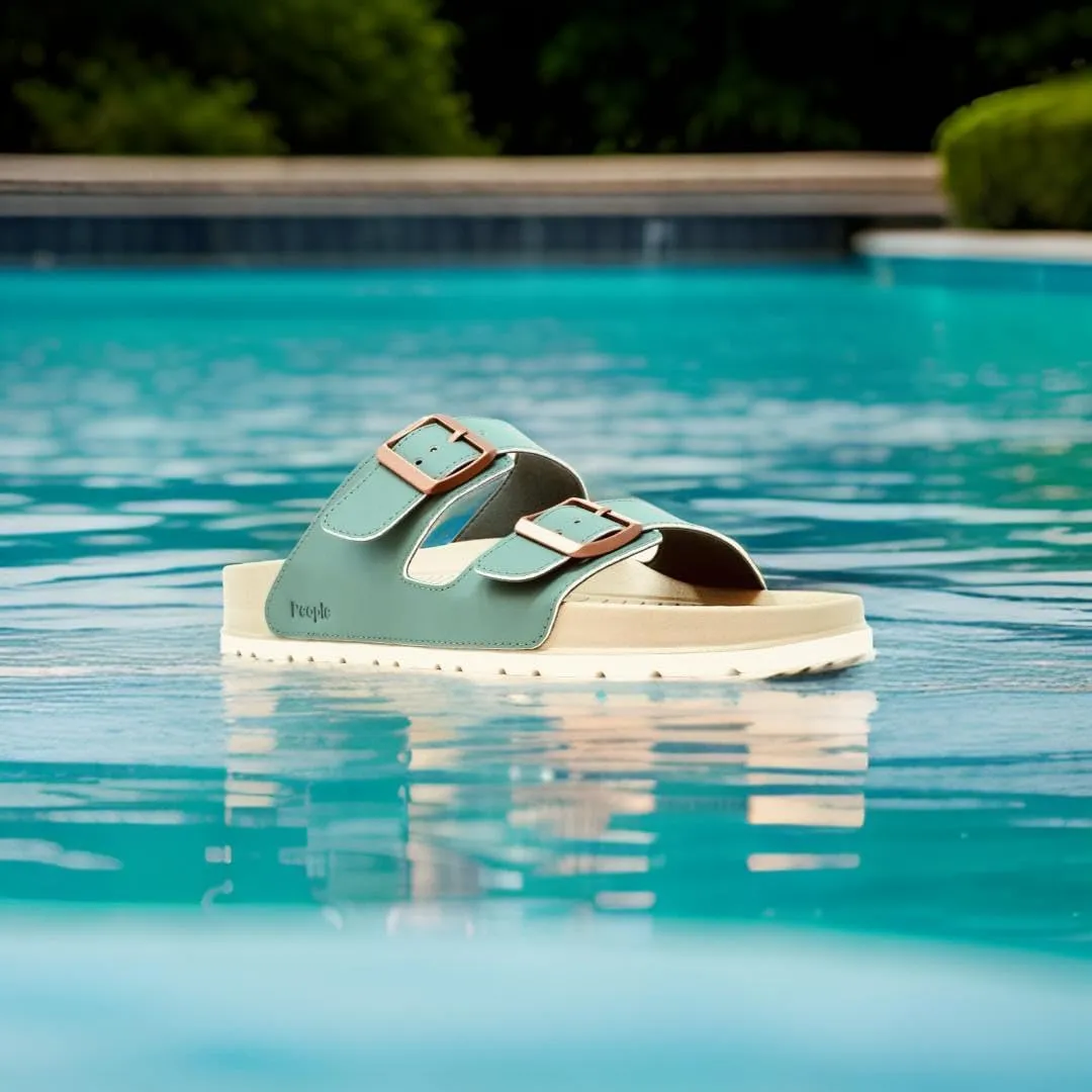 People Footwear Rubber Sandals for Women and Men, EVA Sandals, Double Buckle Slides with Two-band Slides - Perfect Summer Shoes for Comfort and Style