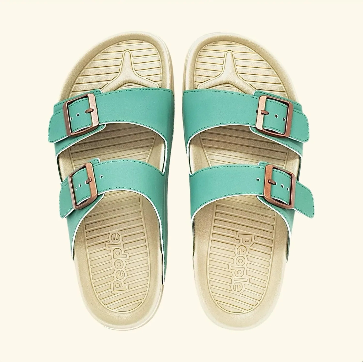 People Footwear Rubber Sandals for Women and Men, EVA Sandals, Double Buckle Slides with Two-band Slides - Perfect Summer Shoes for Comfort and Style