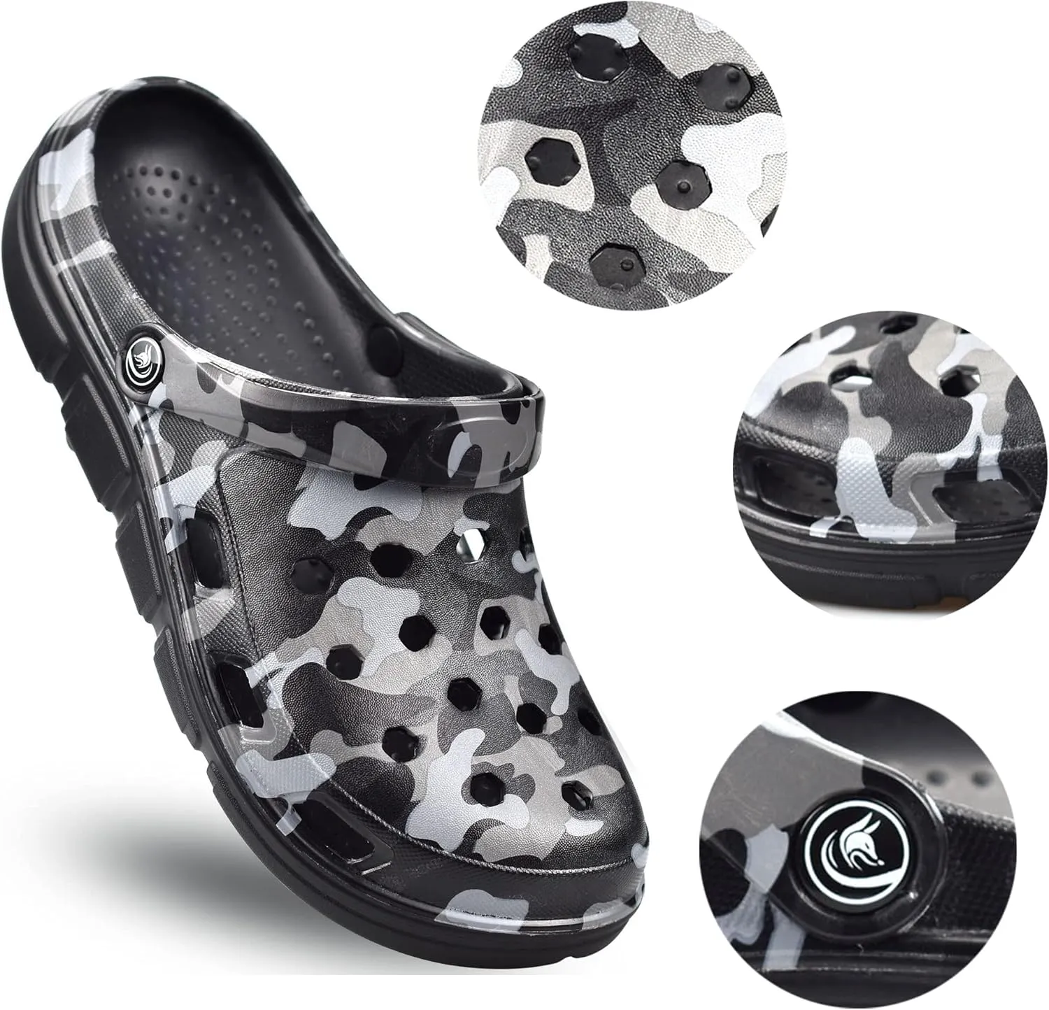 PIMIO Garden Clogs for Women and Men,Slip On Work Shoes with Arch Support,Womens Mens Quick-Dry Water Shoes Casual Sandals,Comfortable Slippers
