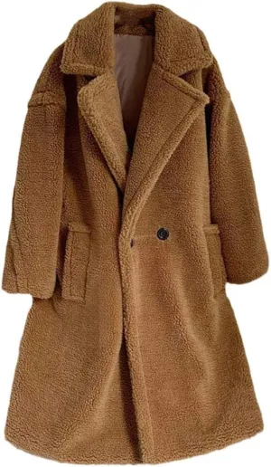 Pink Long Teddy Bear Jacket Coat,Women Winter Thick Warm Oversized Chunky Outerwear,Faux Lambswool Fur Overcoat