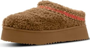 Platform Braid Slippers Mini Slippers Boots with Plush Fleece Lining Fuzzy Anti-Slip Snow Platform Slippers for Women
