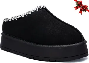 Platform Slippers for Women Winter Snow Mini Boots Suede Warm Lined Shoes Short Ankle Anti-Slip Platform Boots Slip on Home Fuzzy Slippers for Indoor Outdoor