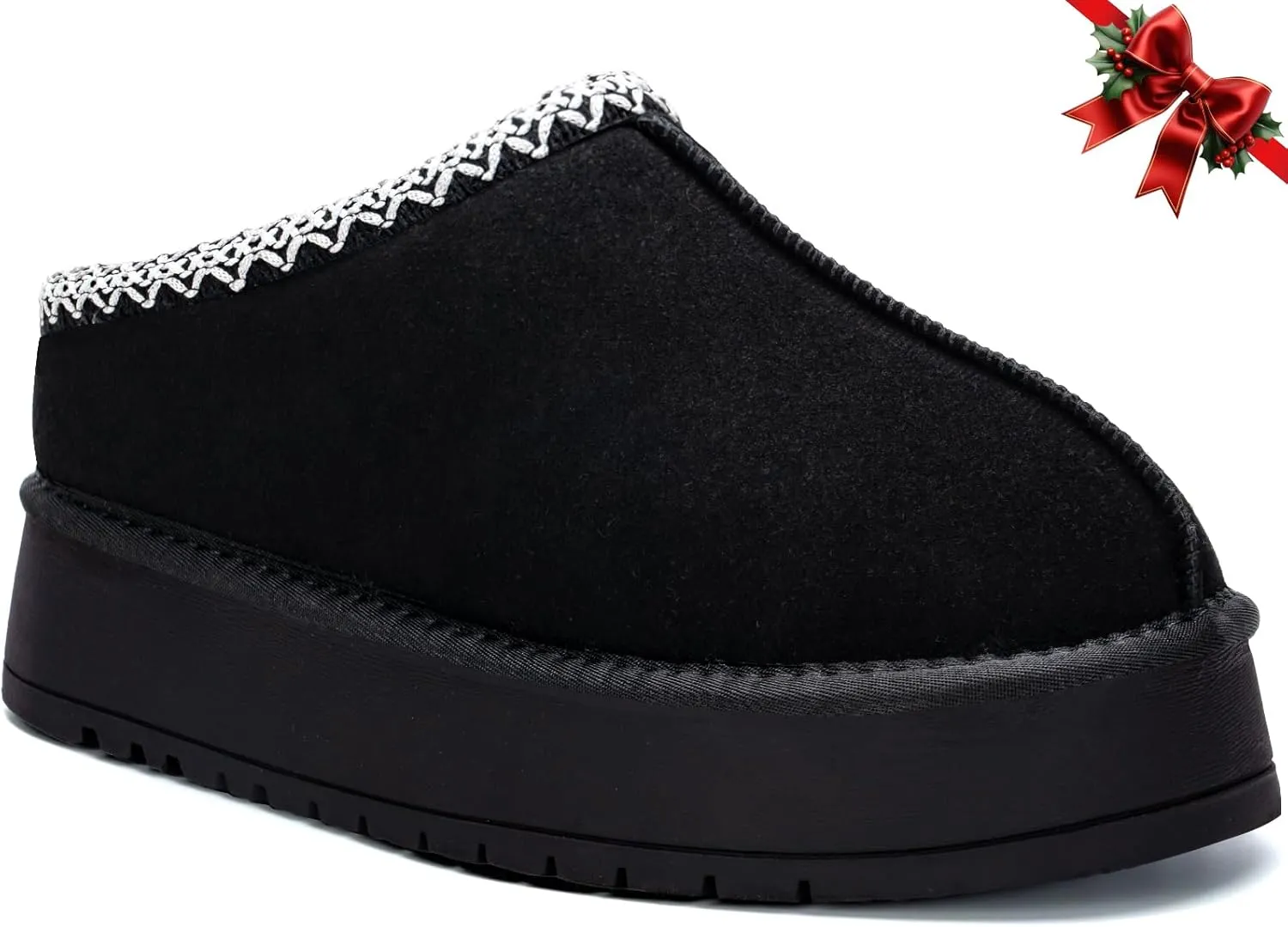 Platform Slippers for Women Winter Snow Mini Boots Suede Warm Lined Shoes Short Ankle Anti-Slip Platform Boots Slip on Home Fuzzy Slippers for Indoor Outdoor