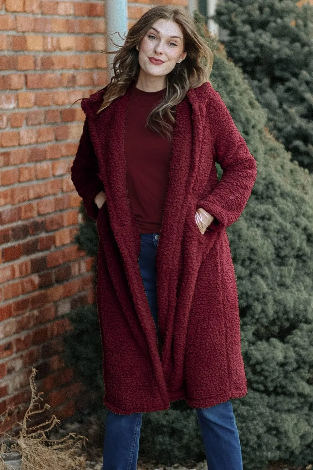PRETTYGARDEN Women's Fashion Winter Coats Fuzzy Fleece Long Hooded Jackets Button Down Faux Fur Warm Outerwear