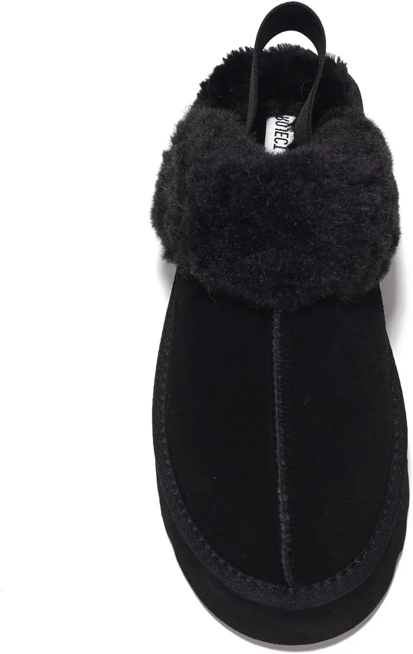 Project Cloud Genuine Suede Slippers for Women Indoor & Outdoor Disquette Womens Sandals Memory Foam Clogs for Women Shoes - Fur Water-Resistant House Shoes for Women Footwear (Slingy)