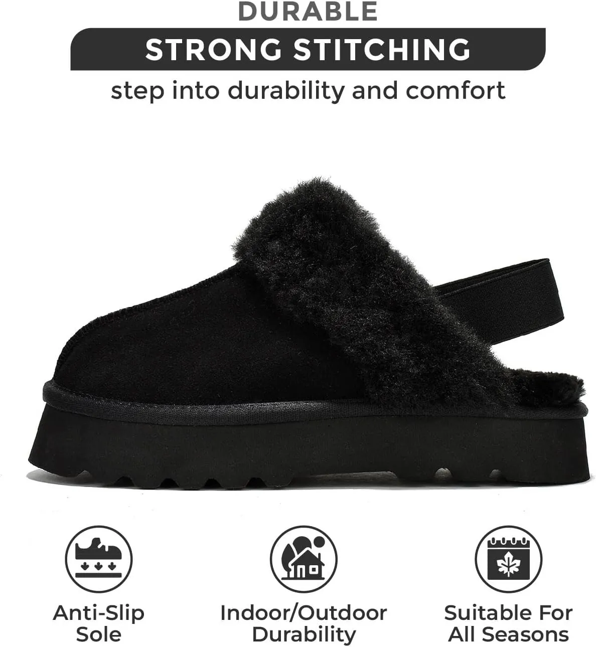 Project Cloud Genuine Suede Slippers for Women Indoor & Outdoor Disquette Womens Sandals Memory Foam Clogs for Women Shoes - Fur Water-Resistant House Shoes for Women Footwear (Slingy)