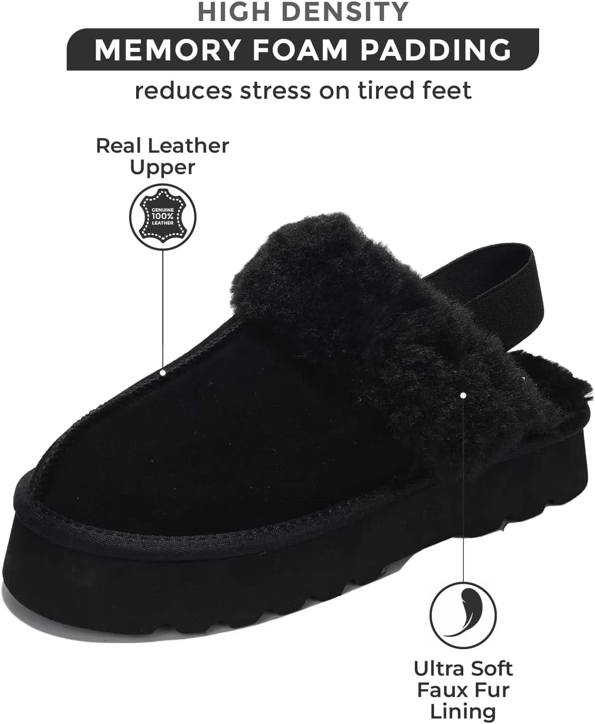 Project Cloud Genuine Suede Slippers for Women Indoor & Outdoor Disquette Womens Sandals Memory Foam Clogs for Women Shoes - Fur Water-Resistant House Shoes for Women Footwear (Slingy)