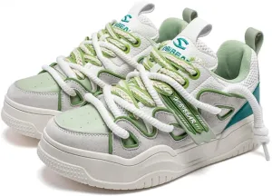 Retro Double-Lace Sneakers - Women & Girls Classic Chunky Cute Shoes with Durable Rubber Sole, Breathable Cushioned Design for Campus Life, Beach Travel, Y2K Kawaii Streetwear, Comfy Everyday