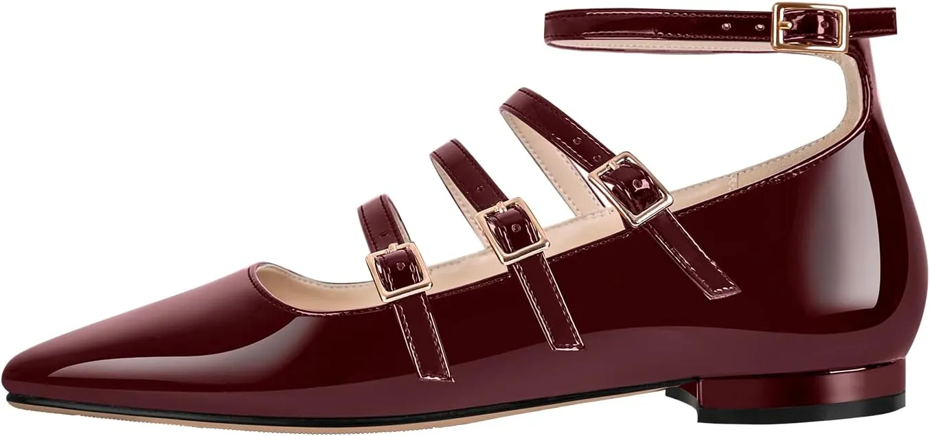 richealnini Mary Jane Shoes Women Low Block Heel Square Toe Flats Patent Leather Pumps Wedding Dress