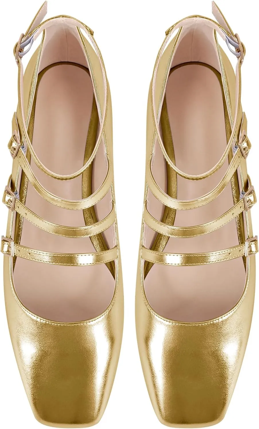 richealnini Mary Jane Shoes Women Low Block Heel Square Toe Flats Patent Leather Pumps Wedding Dress