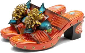 Riutiru Women's Handmade Vintage Ethnic Style Lambskin Sandals and Slippers - Fashion and lightweight Suitable for Any Occasion