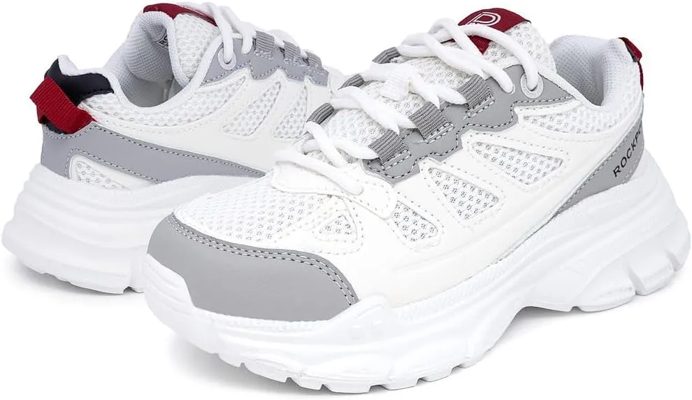 Rockport Kids Boys Sneakers - Durable, Breathable Mesh Design with Cushioned Sole for Comfort - Athletic Shoes for Walking, Running, and School Lace-Up/Bungee (Big Kids & Little Kids)