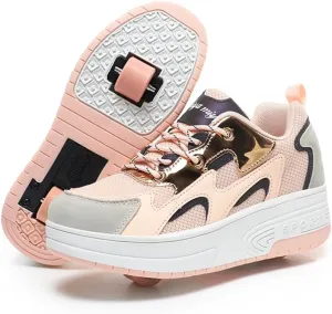 Roller Shoes Boys Girls Roller Skates Comfortable Sneakers with Wheels for Kids Women Wheeled Footwear Retractable Breatheable Shoes Beginner Exercise Skates Birthday Gifts Christmas
