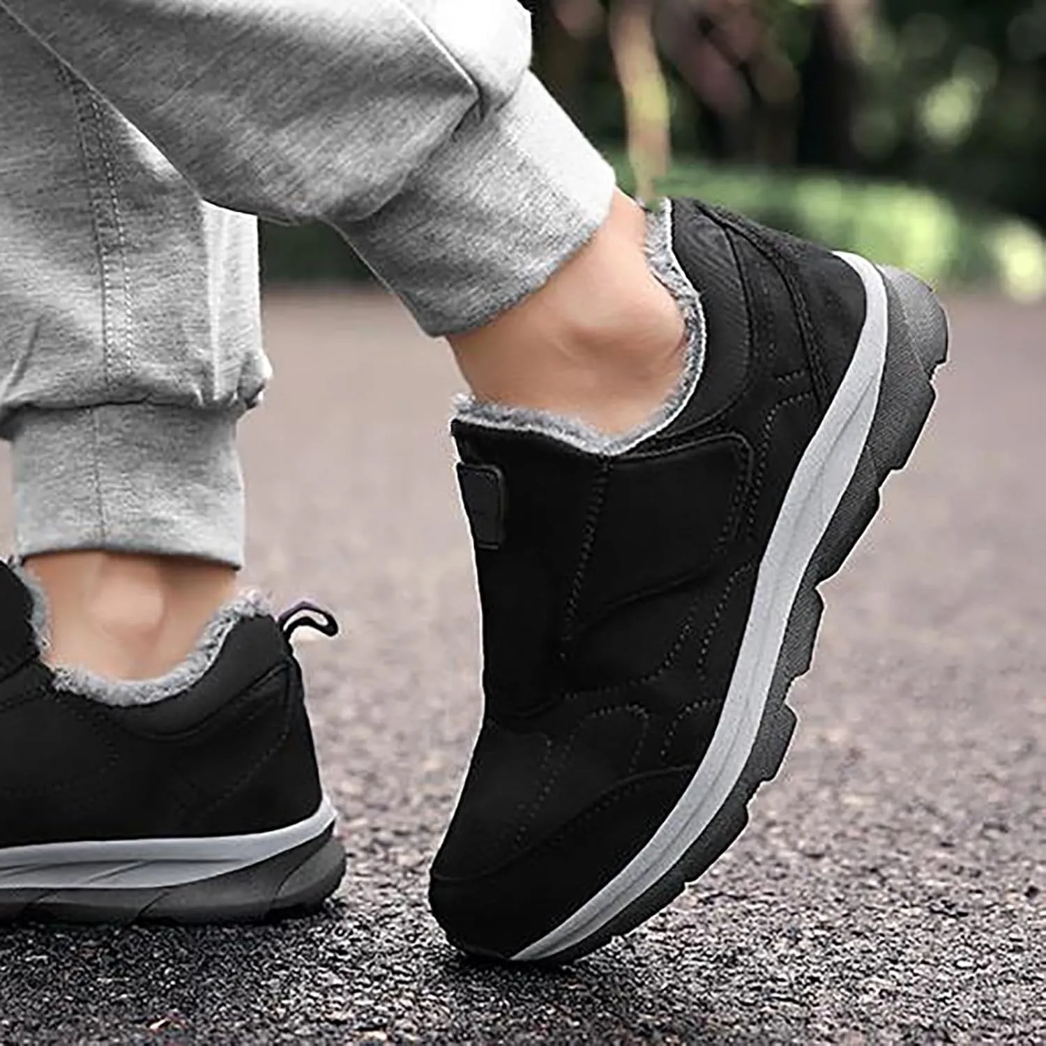 Rubber Winter Boots for Women Deer Prints Flat Round Toe Lazy Suede Shoes Snow Boots Womens Mid Calf Winter Snow Boots